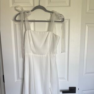 Lulu's White Square Neck Sleeveless Midi Dress